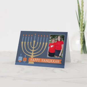Hanukkah Lights Grußkarte mit Foto Feiertagskarte