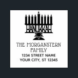 Hanukkah Lit Menorah #2 Name-Adresse Permastempel<br><div class="desc">Happy Hanukkah Chanukah Lit Menorah #2 Star von David 2 Zeilen für Name,  Rücksendeadresse ==========</div>