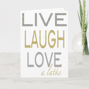 Hanukkah "Live Lagh Liebe a latke" Glitzy Card Feiertagskarte