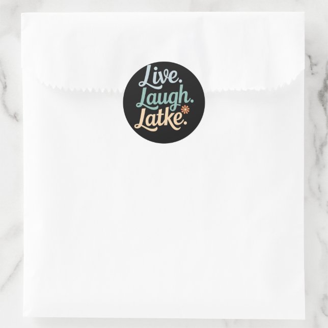 Hanukkah Live Laugh Latke Funny Holiday Family Runder Aufkleber (Tasche)