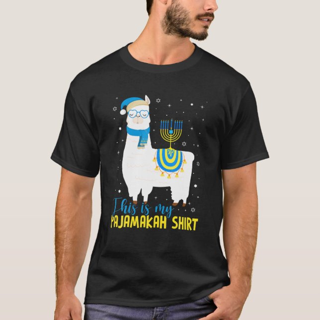 Hanukkah Llama Christmas Happy Llamakah Pajamas Fu T-Shirt (Vorderseite)