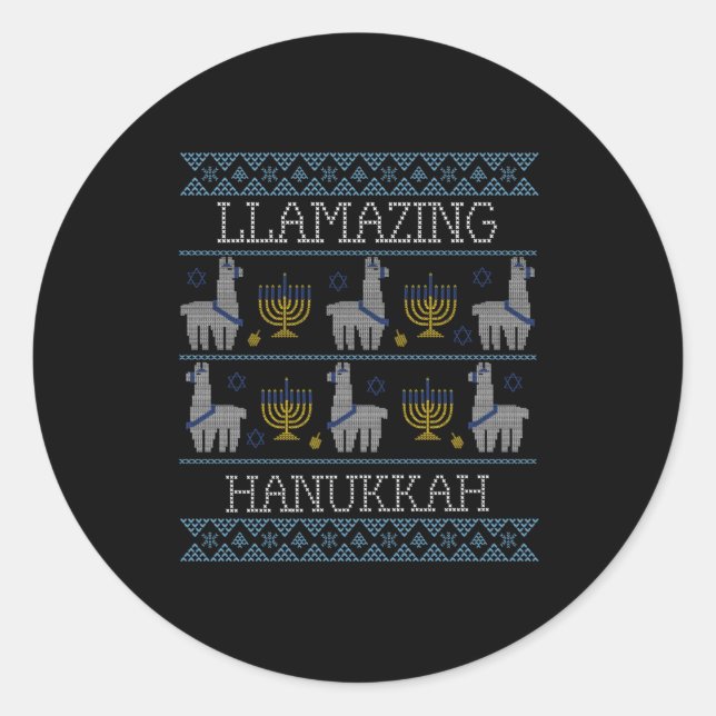 Hanukkah - Llamazing Hanukkah Runder Aufkleber (Vorderseite)