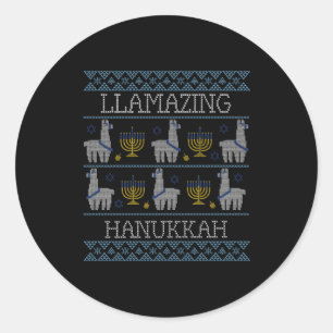 Hanukkah - Llamazing Hanukkah Runder Aufkleber