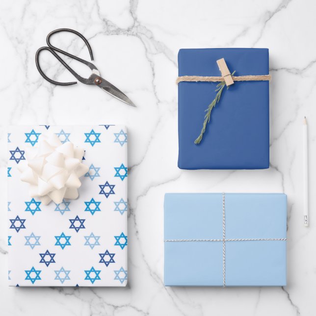 Hanukkah Lovely Blue Geschenkpapier Set (Vorderseite)