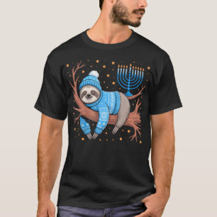 Hanukkah Lustiger Faultier Jüdischer Chanukah Schl T-Shirt