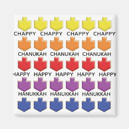 Hanukkah Magnet Square 3D Dreidels