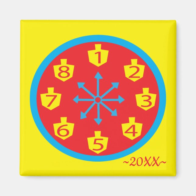 Hanukkah Magnet Square FARBIG CRAZY 8 Uhr (Vorne)