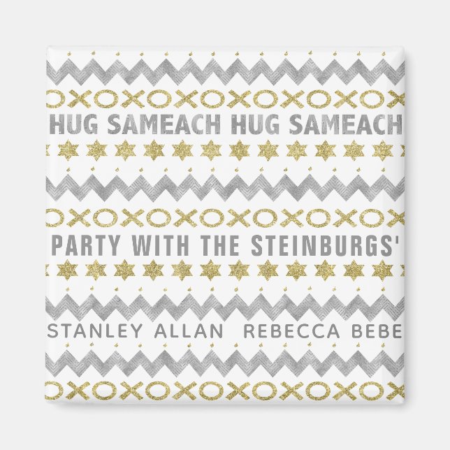 Hanukkah Magnet Square HUG SAMEACH (Vorne)