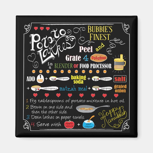 Hanukkah Magnet Square Latke Rezept (Vorne)