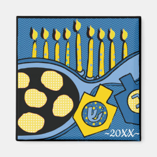 Hanukkah Magnet Square Latkes und saure Creme
