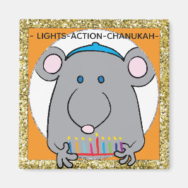 Hanukkah Magnet Square Maus Menorah