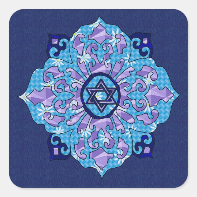 Hanukkah Mandela Quadratischer Aufkleber (Vorderseite)