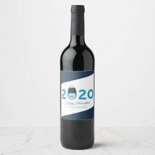 Hanukkah Masked 2020 Humour Custom Holiday Blue Weinetikett