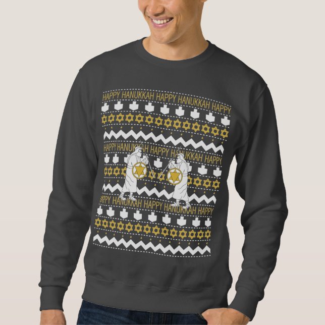 Hanukkah Men "Ugly Sweater" Sweatshirt (Vorderseite)