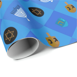 Hanukkah-Menora Dreidels Stern Geschenkpapier
