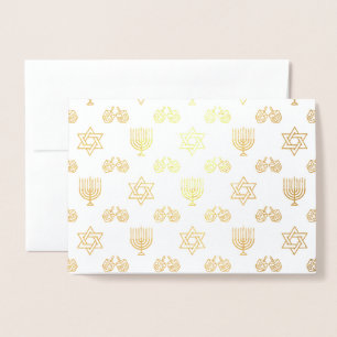 Hanukkah-Menora Goldfolie-Muster Feiertag Folienkarte