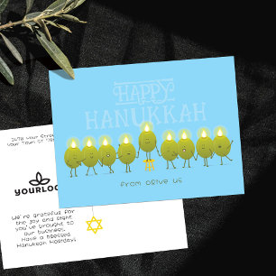 Hanukkah-Menora Oliven Baby Blue Firmenlogo Postkarte