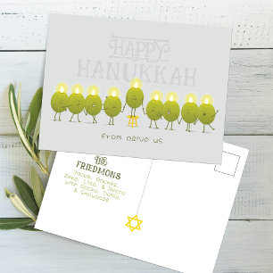 Hanukkah-Menora Oliven, Graue Gruppe Postkarte