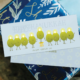 Hanukkah-Menora Oliven Hellblaue Gruppenkarte