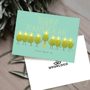 Hanukkah-Menora Oliven Logo der Teal Green Compa Feiertagskarte