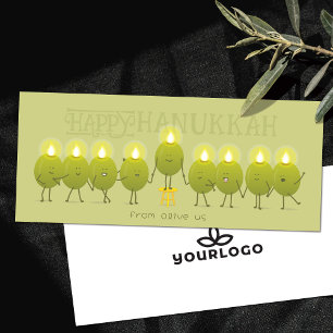 Hanukkah-Menora Oliven Logo-Karte der Green Comp