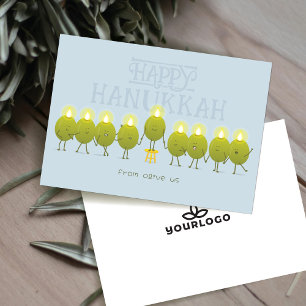Hanukkah-Menora Oliven Logo von Pale Blue Compan Feiertagskarte