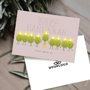 Hanukkah-Menora Oliven Mauve Firmenlogo Feiertagskarte