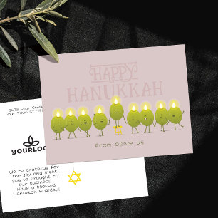 Hanukkah-Menora Oliven Mauve Firmenlogo Postkarte