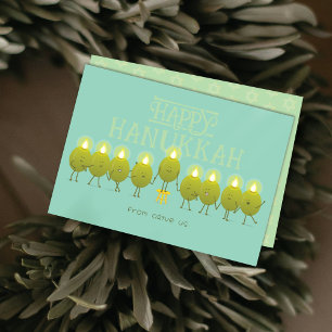 Hanukkah-Menora Oliven Tealgrüne Gruppe Feiertagskarte