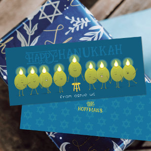 Hanukkah-Menora Oliven Türkisblaue Gruppenkarte