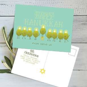 Hanukkah-Menora Oliven, Türkisgrüne Gruppe Postkarte