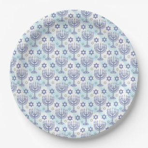 Hanukkah-Menora Stern Davids Doodle-Kunststil Pappteller