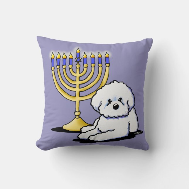 Hanukkah Menorah Bichon Throw Pillow Kissen (Vorderseite)