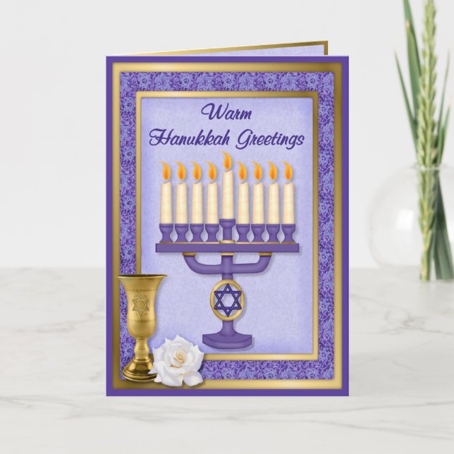 Hanukkah Menorah Blessings Feiertagskarte (Vorderseite)