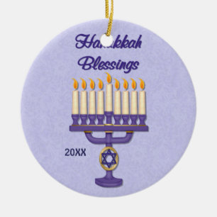 Hanukkah Menorah Blessings Keramikornament
