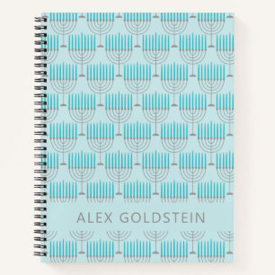 Hanukkah Menorah Blue Personalisiert Kids Name Notizbuch