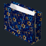 Hanukkah Menorah Blue Star Juden Große Geschenktüte<br><div class="desc">Hanukkah Menorah,  blauer Stern,  jüdisch,  Muster Geschenktasche.</div>