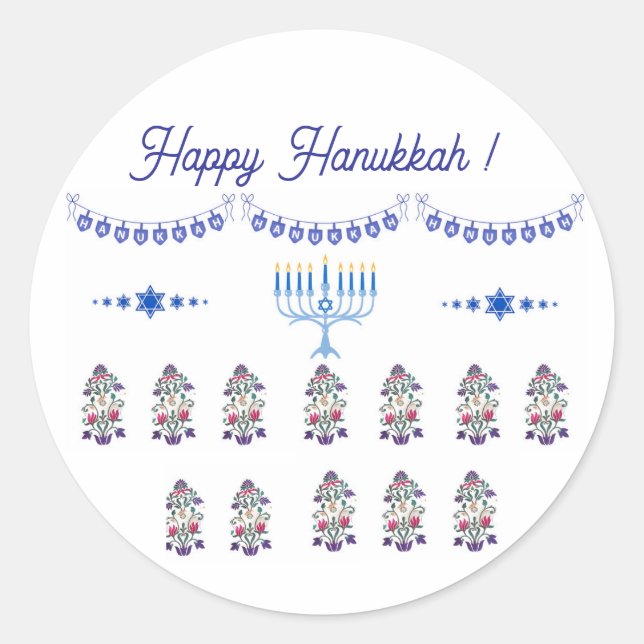 Hanukkah menorah Blume minimalistisch Sticker (Vorderseite)