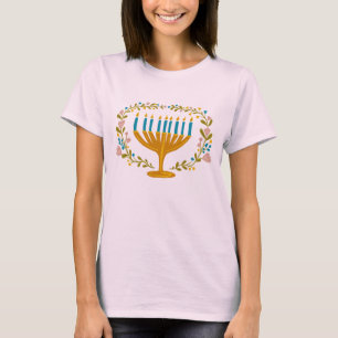 HANUKKAH Menorah Blumenkranz Jüdischer Feiertag T-Shirt