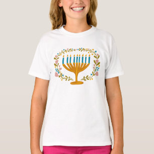 HANUKKAH Menorah Blumenkranz Jüdischer Feiertag T-Shirt