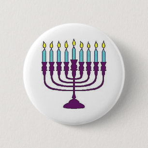 Hanukkah Menorah Button