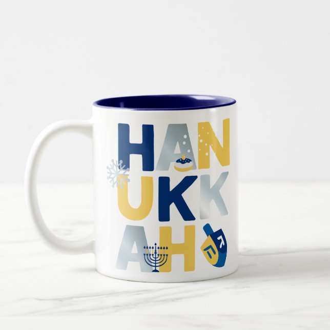 HANUKKAH Menorah Dreidel Coffee Tasse (Links)