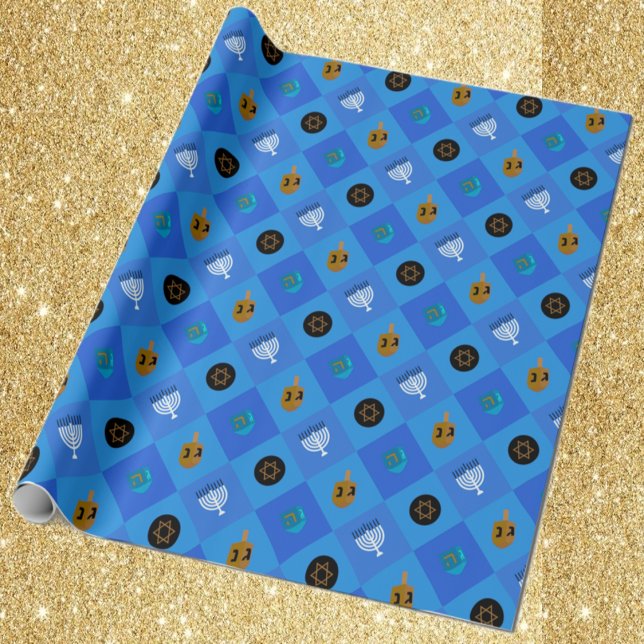 Hanukkah Menorah Dreidels Star Geschenkpapier (Von Creator hochgeladen)