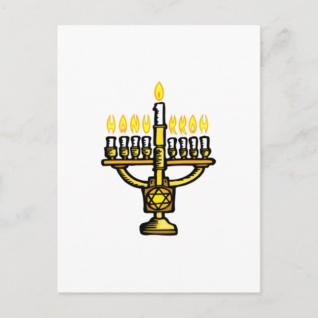 Hanukkah Menorah Feiertagspostkarte (Vorderseite)