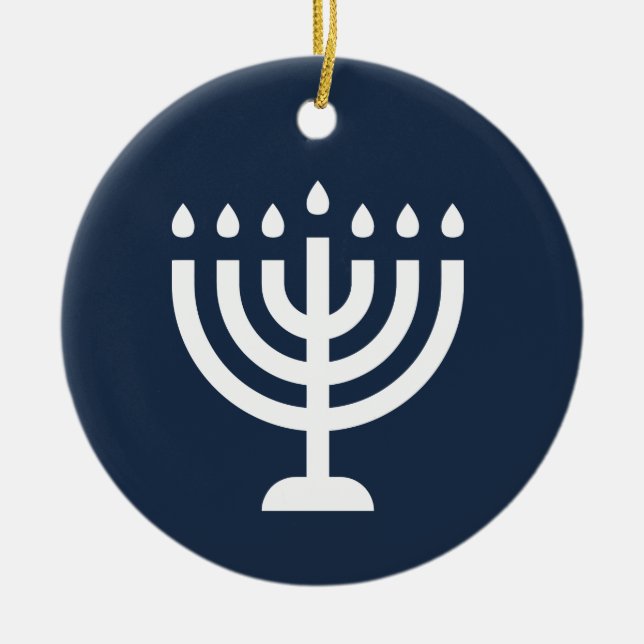 Hanukkah menorah Festival der Lichter blauen moder Keramik Ornament (Vorne)