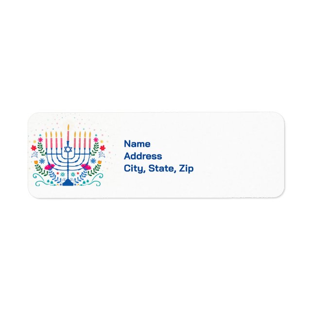 Hanukkah Menorah Floral Label (Vorne)