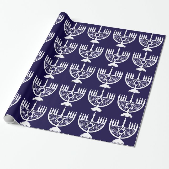 Hanukkah Menorah Geschenkpapier (Ungerollt)