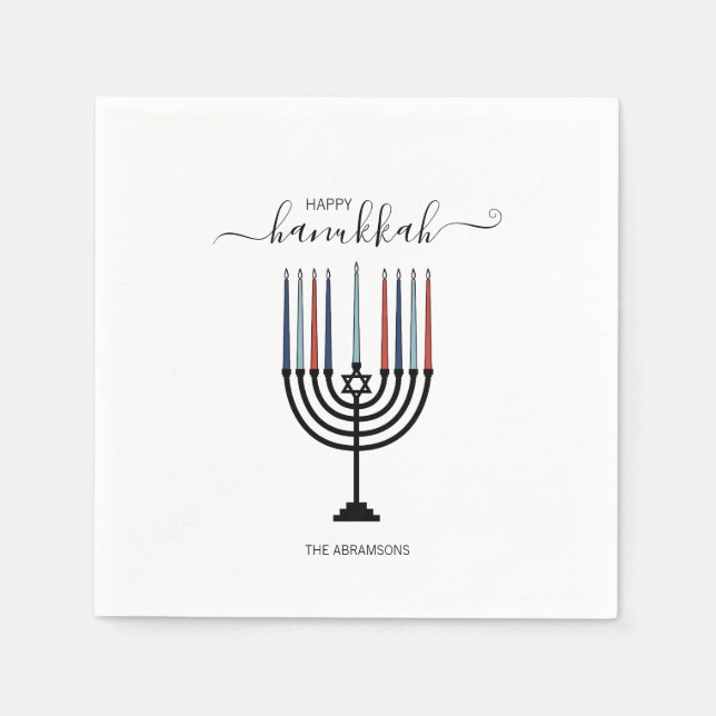 Hanukkah Menorah Holiday Paper Napkin Serviette (Vorderseite)