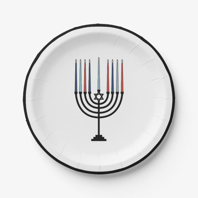 Hanukkah Menorah Holiday Paper Plate Pappteller (Vorderseite)