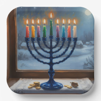 Hanukkah Menorah Holiday Paper Plate Pappteller